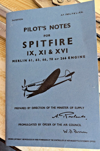 Pilot notes for spitfire - pilot's,